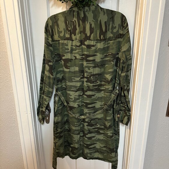 Velvet Heart Camo Midi Long-sleeved Dress w/Waist Tie-Size Large - Picture 5 of 6